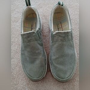 LL Bean Sunwashed Canvas Slip On Shoes-Womens Size 8M Green. FL